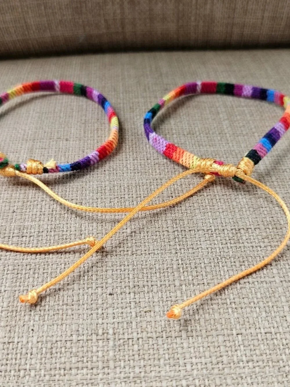Lot of 2 Bracelet Multi Color Fabric Wrist Band Fashion Jewelry Set of 2 New